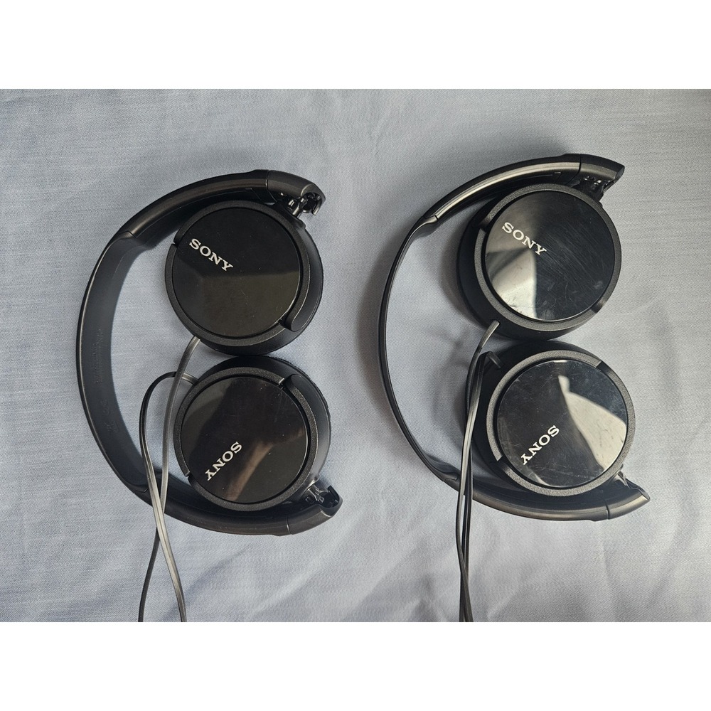 Lot of 2 Black Sony MDR-ZX110 Wired On-Ear Headphones - TESTED
